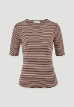 hessnatur Softrib Streifen T-Shirt Fitted aus Bio-Baumwolle und TENCEL™ Modal von rosé Online