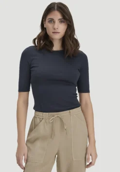 hessnatur Softrib T-Shirt Fitted aus Bio-Baumwolle und TENCEL™ Modal von marine Sale