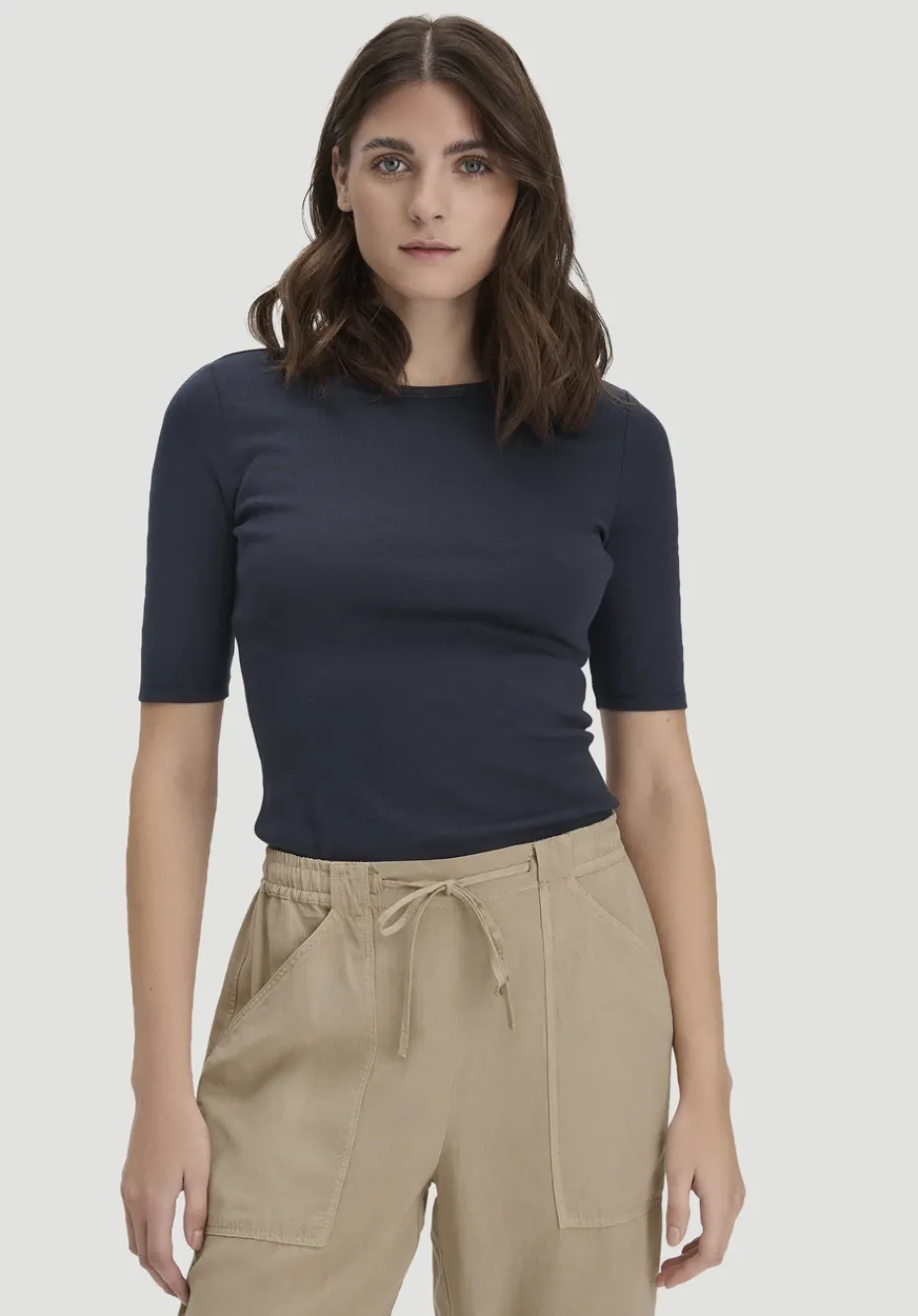 hessnatur Softrib T-Shirt Fitted aus Bio-Baumwolle und TENCEL™ Modal von marine Sale
