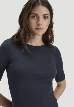 hessnatur Softrib T-Shirt Fitted aus Bio-Baumwolle und TENCEL™ Modal von marine Sale
