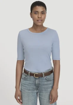 hessnatur Softrib T-Shirt Fitted aus Bio-Baumwolle und TENCEL™ Modal von himmelblau