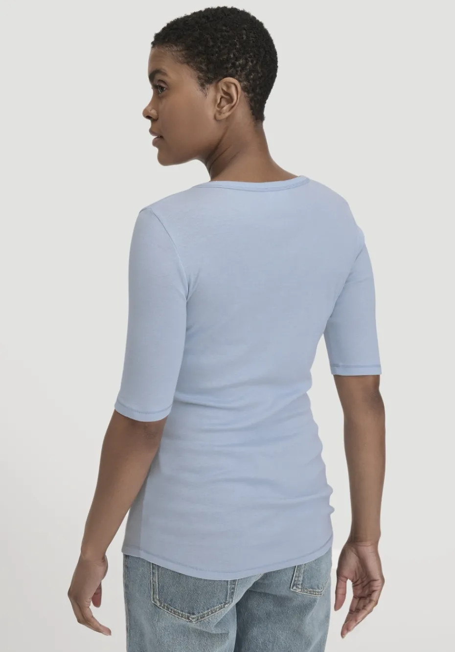 hessnatur Softrib T-Shirt Fitted aus Bio-Baumwolle und TENCEL™ Modal von himmelblau