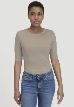 hessnatur Softrib T-Shirt Fitted aus Bio-Baumwolle und TENCEL™ Modal von taupe Discount