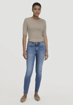 hessnatur Softrib T-Shirt Fitted aus Bio-Baumwolle und TENCEL™ Modal von taupe Discount