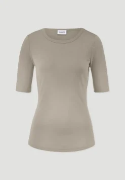 hessnatur Softrib T-Shirt Fitted aus Bio-Baumwolle und TENCEL™ Modal von taupe Discount