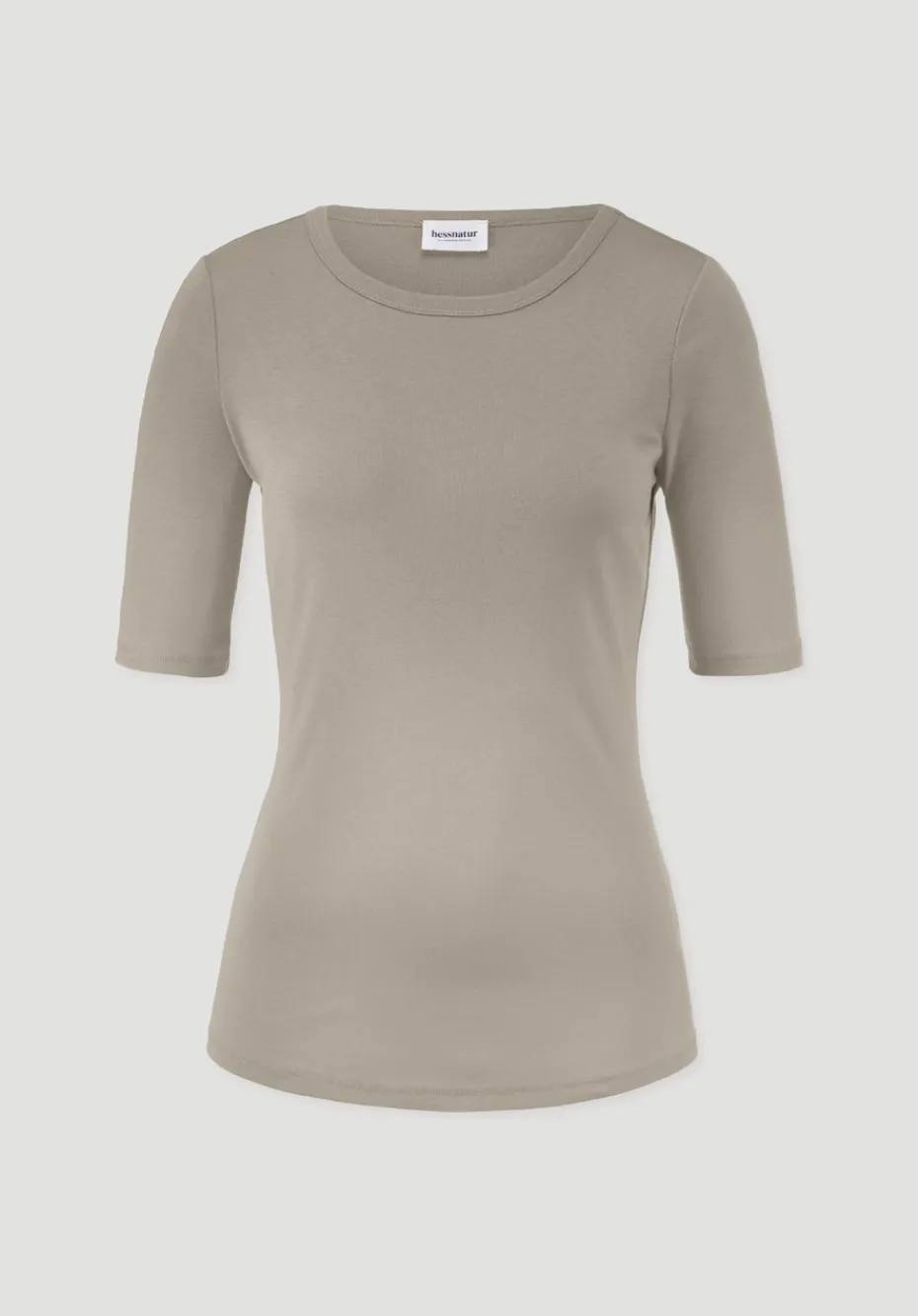 hessnatur Softrib T-Shirt Fitted aus Bio-Baumwolle und TENCEL™ Modal von taupe Discount