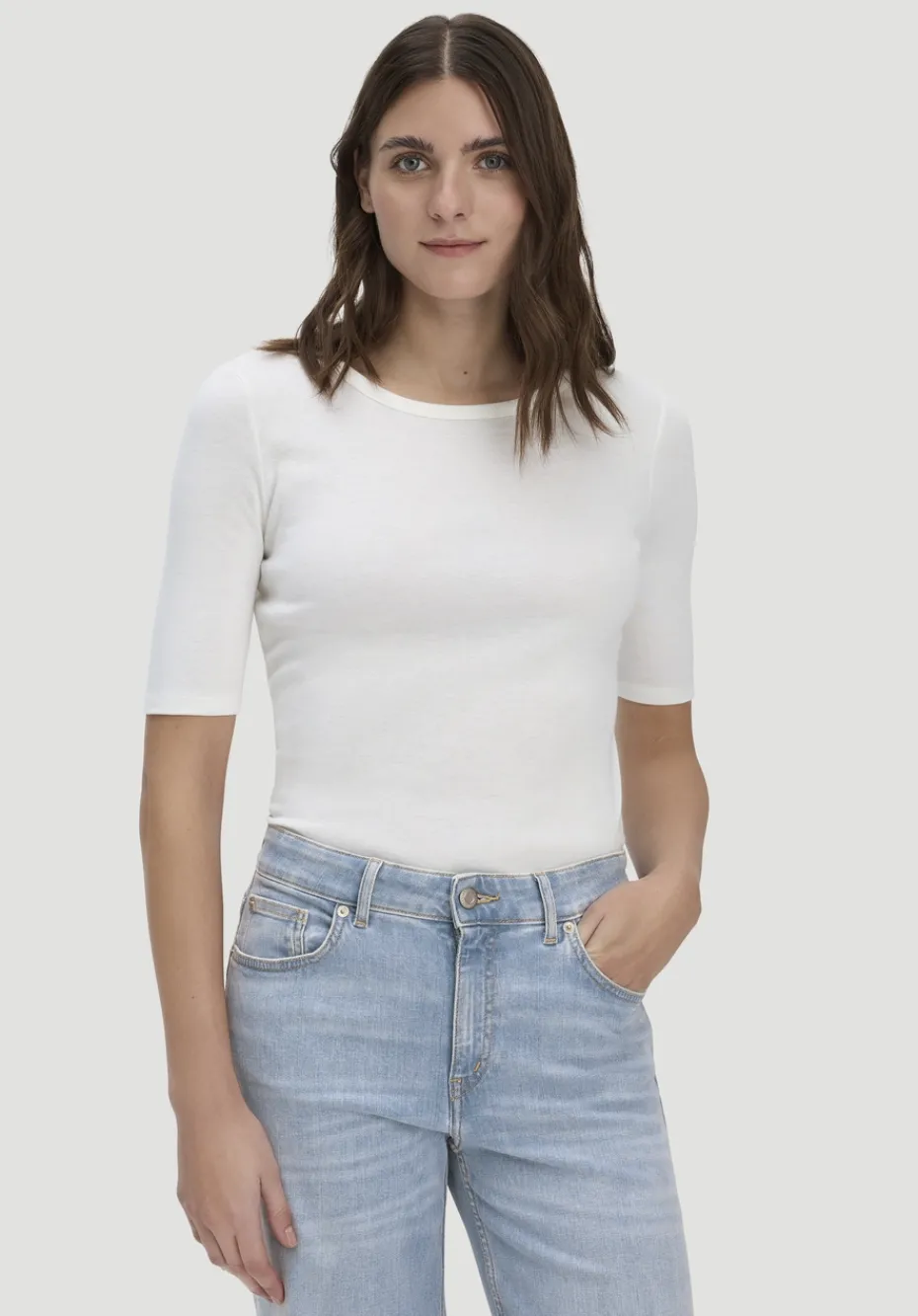 hessnatur Softrib T-Shirt Fitted aus Bio-Baumwolle und TENCEL™ Modal von naturweiss Online
