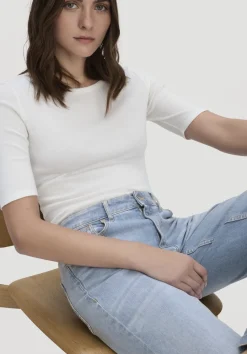 hessnatur Softrib T-Shirt Fitted aus Bio-Baumwolle und TENCEL™ Modal von naturweiss Online