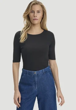 hessnatur Softrib T-Shirt Fitted aus Bio-Baumwolle und TENCEL™ Modal von schwarz Sale