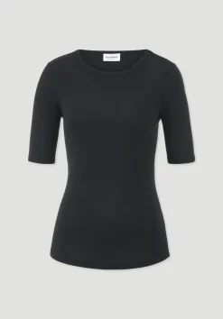 hessnatur Softrib T-Shirt Fitted aus Bio-Baumwolle und TENCEL™ Modal von schwarz Sale