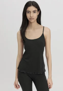 hessnatur Spaghetti Top Fitted WARM TOUCH aus Bio-Merinowolle und TENCEL™ Lyocell von schwarz Sale