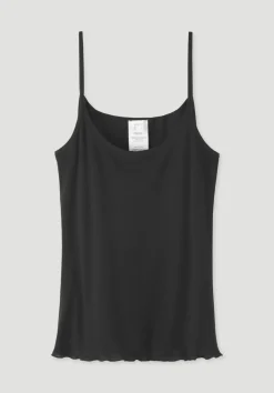 hessnatur Spaghetti Top Fitted WARM TOUCH aus Bio-Merinowolle und TENCEL™ Lyocell von schwarz Sale