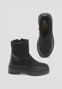 hessnatur Stiefelette aus chromfrei gegerbtem Nubuk-Leder von schwarz Outlet
