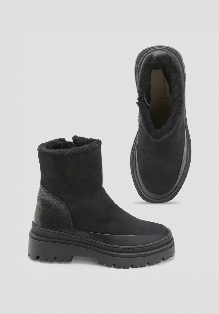 hessnatur Stiefelette aus chromfrei gegerbtem Nubuk-Leder von schwarz Outlet
