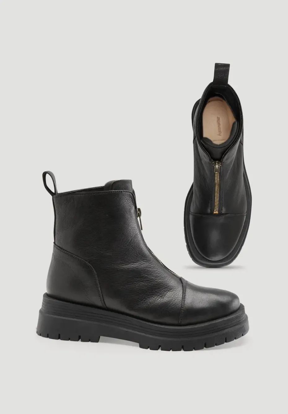 hessnatur Stiefelette mit Zipper aus chromfrei gegerbtem Leder von schwarz Discount