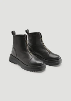 hessnatur Stiefelette mit Zipper aus chromfrei gegerbtem Leder von schwarz Discount
