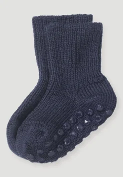 hessnatur Stoppersocke aus reiner Bio-Merinowolle von marine