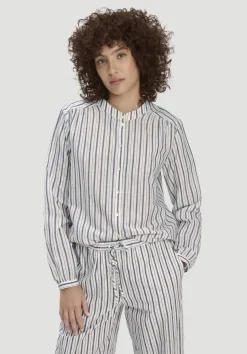hessnatur Streifen Bluse Relaxed aus Bio-Baumwolle mit Leinen von naturweiss Sale