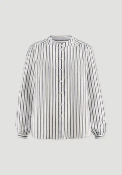 hessnatur Streifen Bluse Relaxed aus Bio-Baumwolle mit Leinen von naturweiss Sale