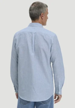hessnatur Streifen Hemd Regular aus Bio-Baumwolle mit Leinen von Discount
