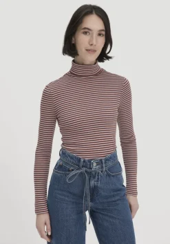hessnatur Streifen Softrib Longsleeve Fitted aus Bio-Baumwolle und Modal von pastell lavendel Best