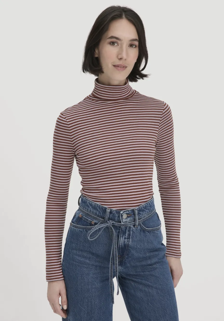 hessnatur Streifen Softrib Longsleeve Fitted aus Bio-Baumwolle und Modal von pastell lavendel Best