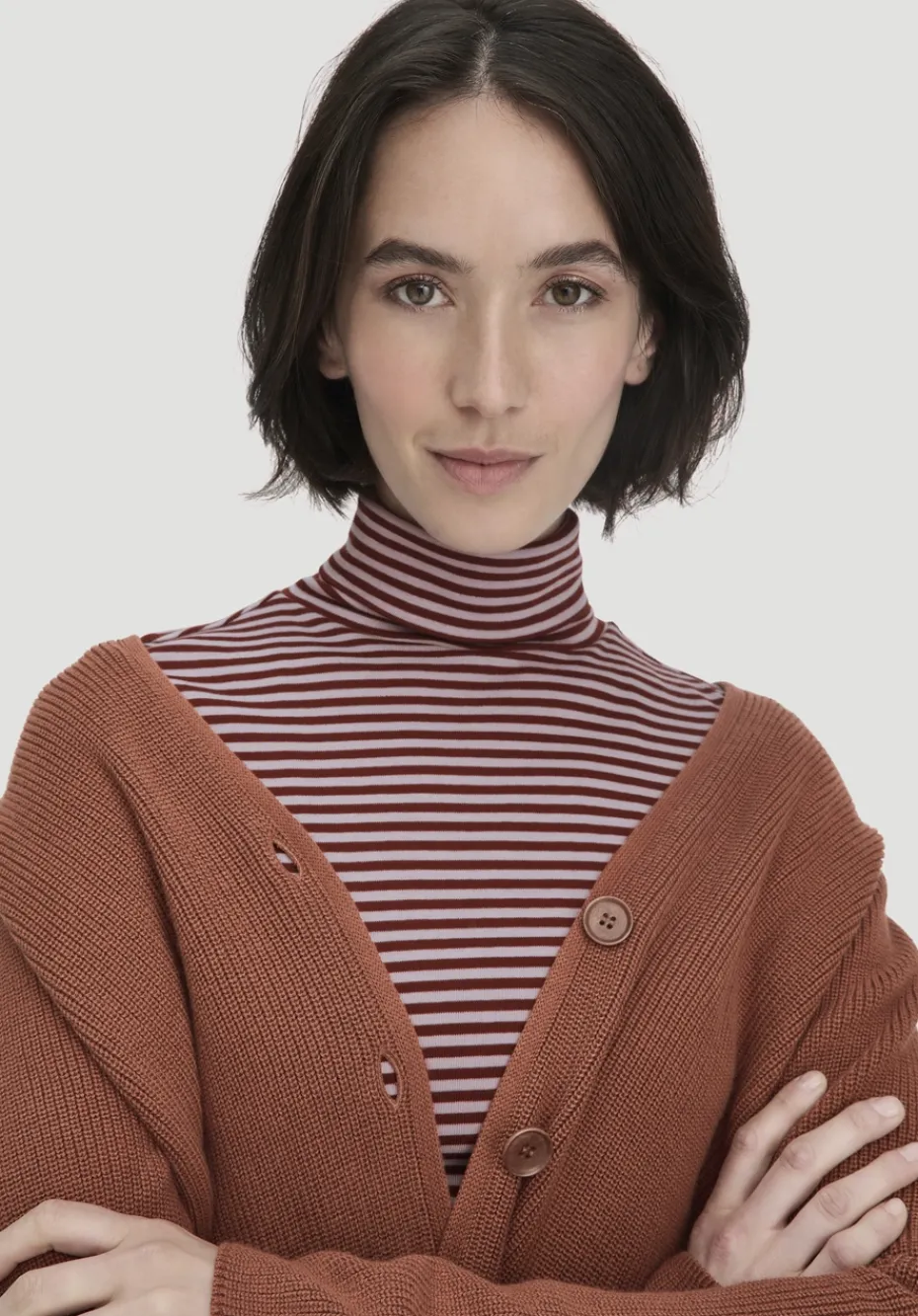 hessnatur Streifen Softrib Longsleeve Fitted aus Bio-Baumwolle und Modal von pastell lavendel Best