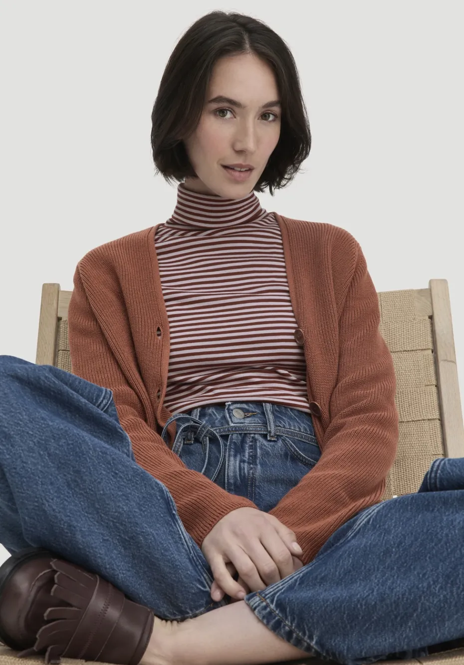 hessnatur Streifen Softrib Longsleeve Fitted aus Bio-Baumwolle und Modal von pastell lavendel Best