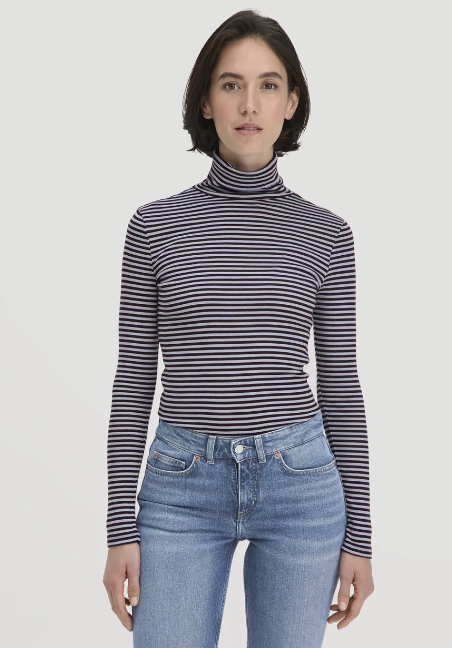 hessnatur Streifen Softrib Longsleeve Fitted aus Bio-Baumwolle und Modal von himmelblau Best