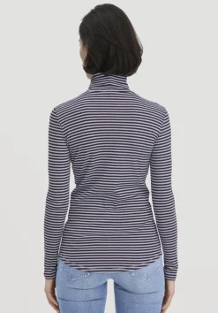 hessnatur Streifen Softrib Longsleeve Fitted aus Bio-Baumwolle und Modal von himmelblau Best