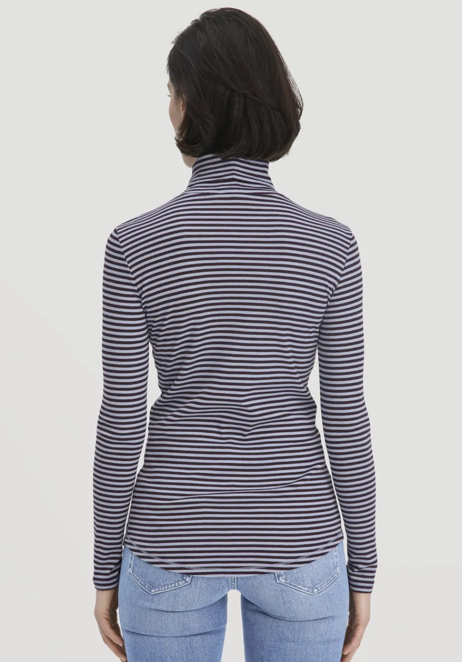 hessnatur Streifen Softrib Longsleeve Fitted aus Bio-Baumwolle und Modal von himmelblau Best