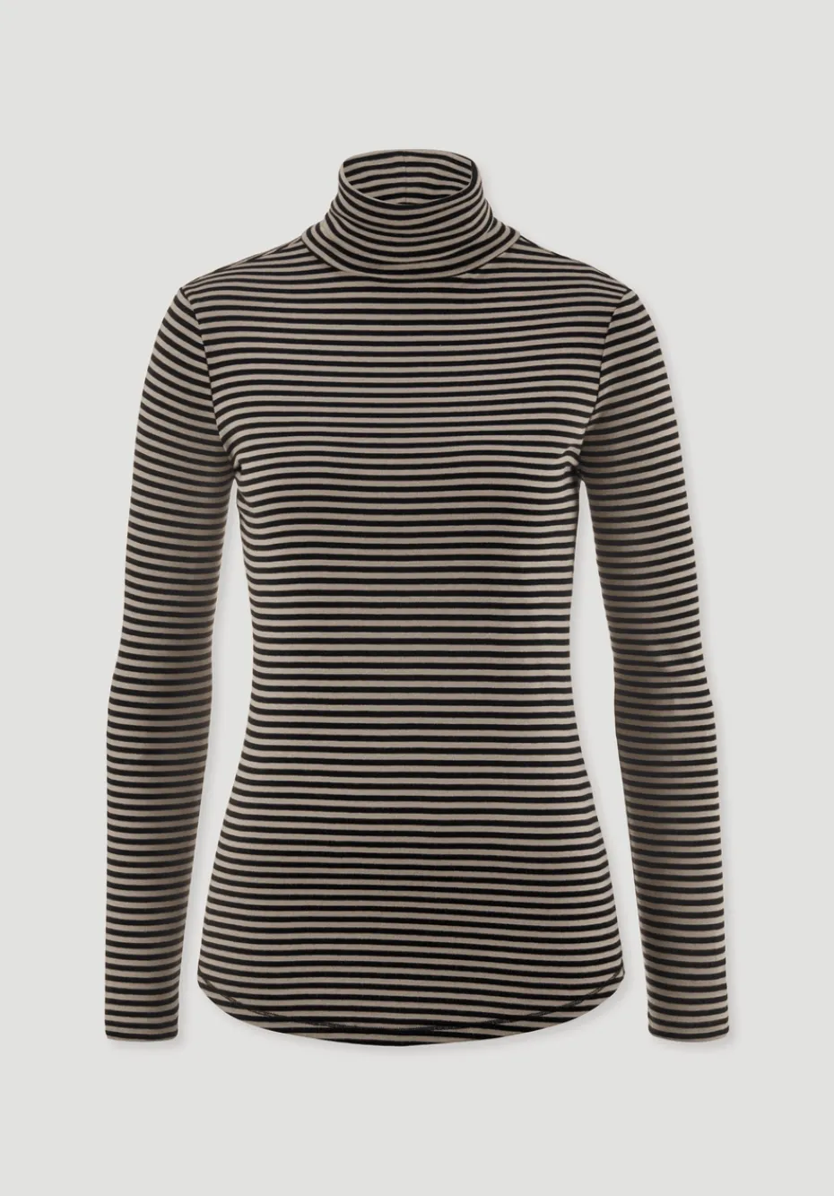 hessnatur Streifen Softrib Longsleeve Fitted aus Bio-Baumwolle und Modal von taupe Hot
