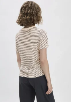 hessnatur Streifen T-Shirt Relaxed aus Leinen mit reiner Bio-Baumwolle von naturweiss Sale