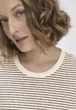 hessnatur Streifen T-Shirt Relaxed aus Leinen mit reiner Bio-Baumwolle von naturweiss Sale