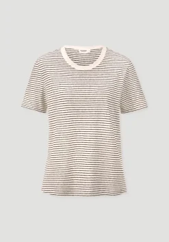 hessnatur Streifen T-Shirt Relaxed aus Leinen mit reiner Bio-Baumwolle von naturweiss Sale