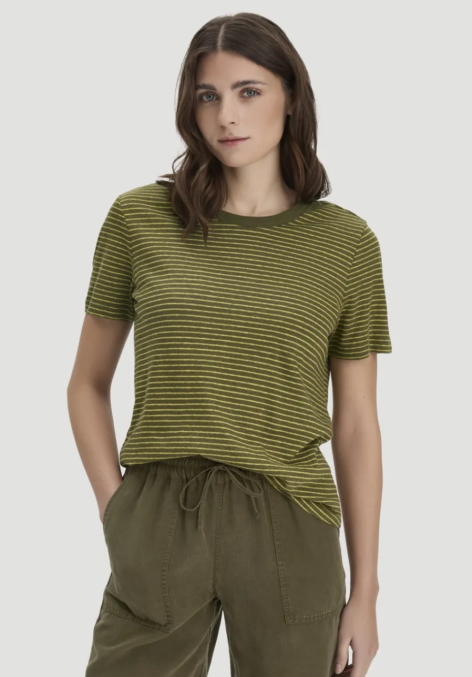 hessnatur Streifen T-Shirt Relaxed aus Leinen mit reiner Bio-Baumwolle von goldoliv Clearance