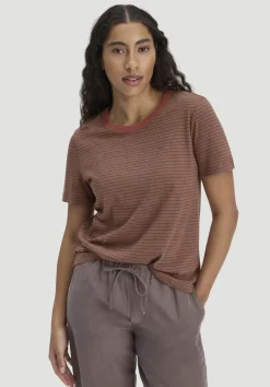 hessnatur Streifen T-Shirt Relaxed aus Leinen mit reiner Bio-Baumwolle von mocca Hot