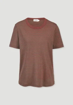 hessnatur Streifen T-Shirt Relaxed aus Leinen mit reiner Bio-Baumwolle von mocca Hot