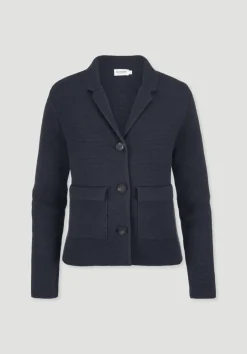 hessnatur Strick Blazer Regular aus Bio-Baumwolle mit Merinowolle von marine Online