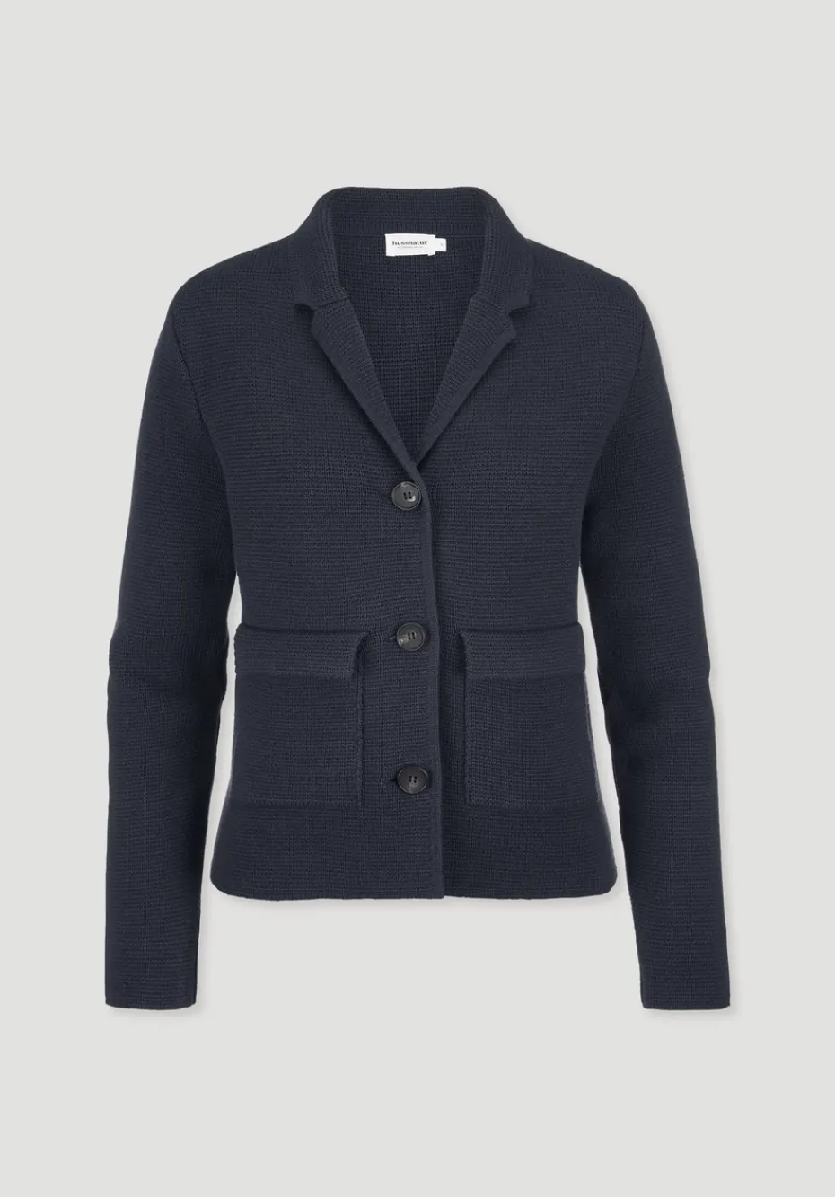 hessnatur Strick Blazer Regular aus Bio-Baumwolle mit Merinowolle von marine Online