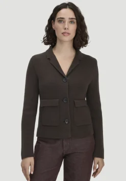 hessnatur Strick Blazer Regular aus Bio-Baumwolle mit Merinowolle von kakao braun Clearance