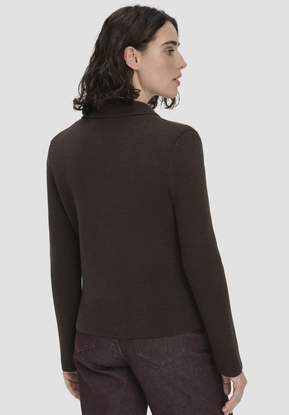 hessnatur Strick Blazer Regular aus Bio-Baumwolle mit Merinowolle von kakao braun Clearance