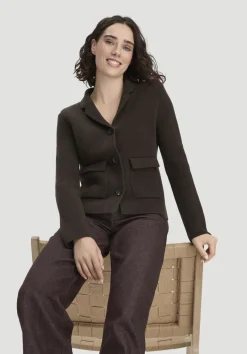 hessnatur Strick Blazer Regular aus Bio-Baumwolle mit Merinowolle von kakao braun Clearance