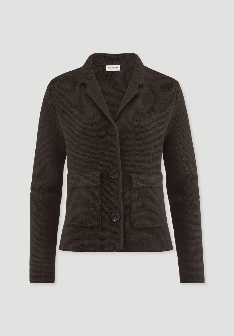 hessnatur Strick Blazer Regular aus Bio-Baumwolle mit Merinowolle von kakao braun Clearance