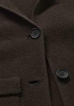 hessnatur Strick Blazer Regular aus Bio-Baumwolle mit Merinowolle von kakao braun Clearance