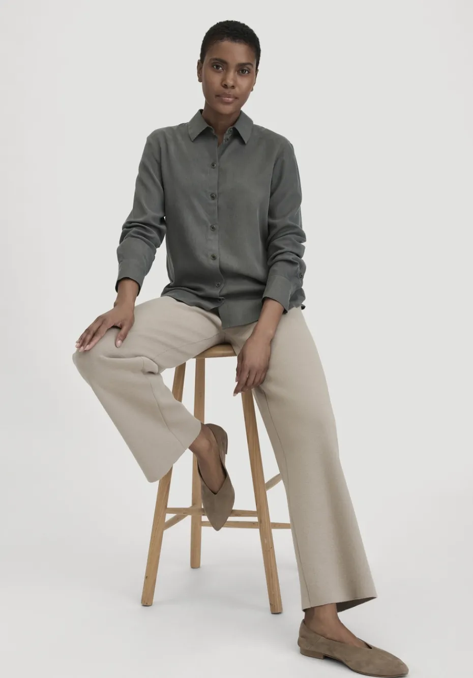 hessnatur Strick Hose Relaxed aus Bio-Merinowolle und Bio-Baumwolle von taupe Discount