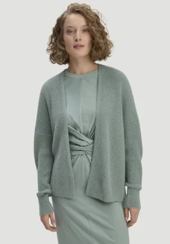 hessnatur Strick Jacke Oversize aus reinem Alpaka von mattgrün