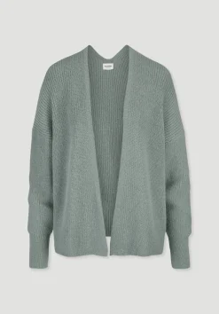 hessnatur Strick Jacke Oversize aus reinem Alpaka von mattgrün