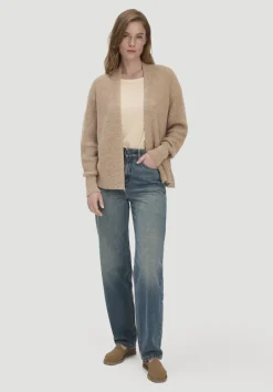 hessnatur Strick Jacke Oversize aus reinem Alpaka von mandelbraun Online