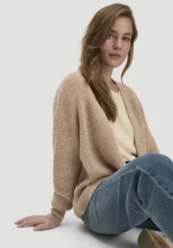 hessnatur Strick Jacke Oversize aus reinem Alpaka von mandelbraun Online